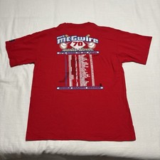 Vintage STARTER Mark McGwire 1998 70 Home Runs STL Cardinals Tee Red Size Large