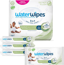 Sensitive Baby Toddler Wipes, 3-In-1 Cleans, Cares, Protects, 99.9 Water, Te