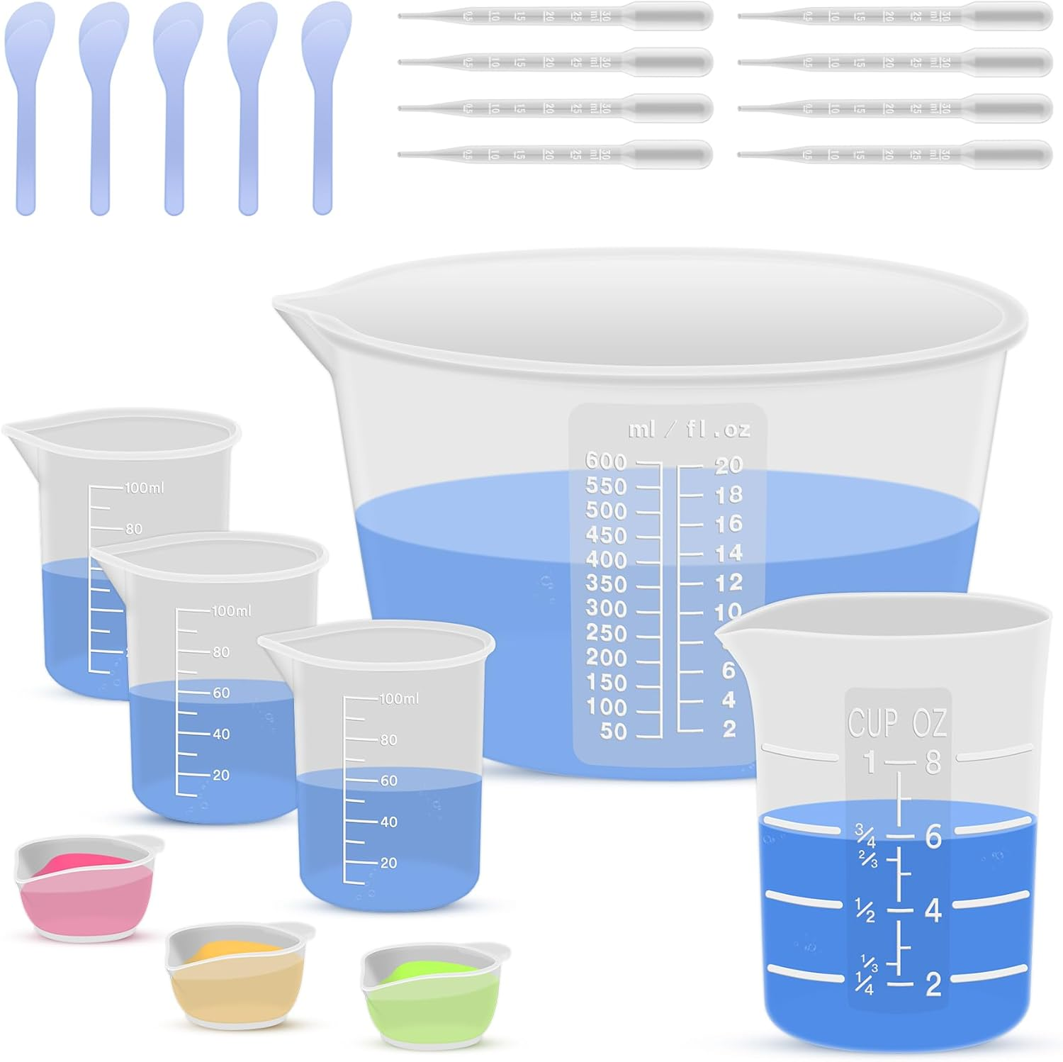 Silicone Resin Mixing Measuring Cups for Resin Supplies, 600Ml/20Oz Bowl, 250 &