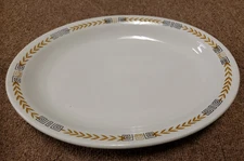 Shenango Esquire China platter, gold key greek laurel, 11 x 8.75" x 1.5" deep