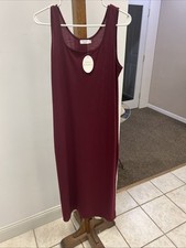 NWT Naggoo Size Medium Burgundy Sleeveless Long Dress With Slits