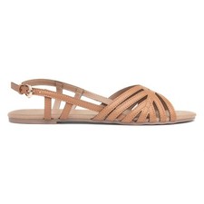 Krush Womens Sandals Tan Adults Ladies Flat Buckle Strappy Open Toe Jeni SIZE