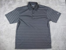 Nike Golf Dri Fit Polo Shirt Mens Size L Black White Stripes Short Sleeve