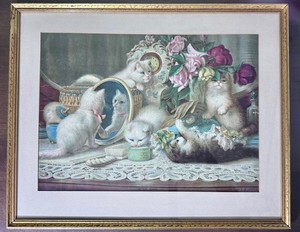 Antique 1907 Chromolithograph “The Five Senses” H.C. Plumb — Original Frame