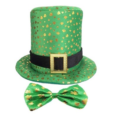 StPatrick Hat & Bowtie Shamrock Belt Hat Irish National Day Celebration Costume