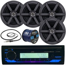 JVC KD-T92MBS Marine Receiver, 4x 100W 6.5" Speaker, Radio Antenna, 50Ft Wire