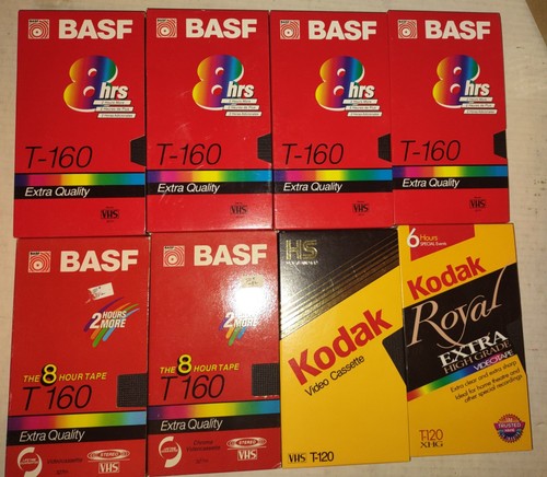 8  VHS BASF ++ T 160 -130-120Tapes  Pre-recorded In The  1990s Sold  As  blanks 