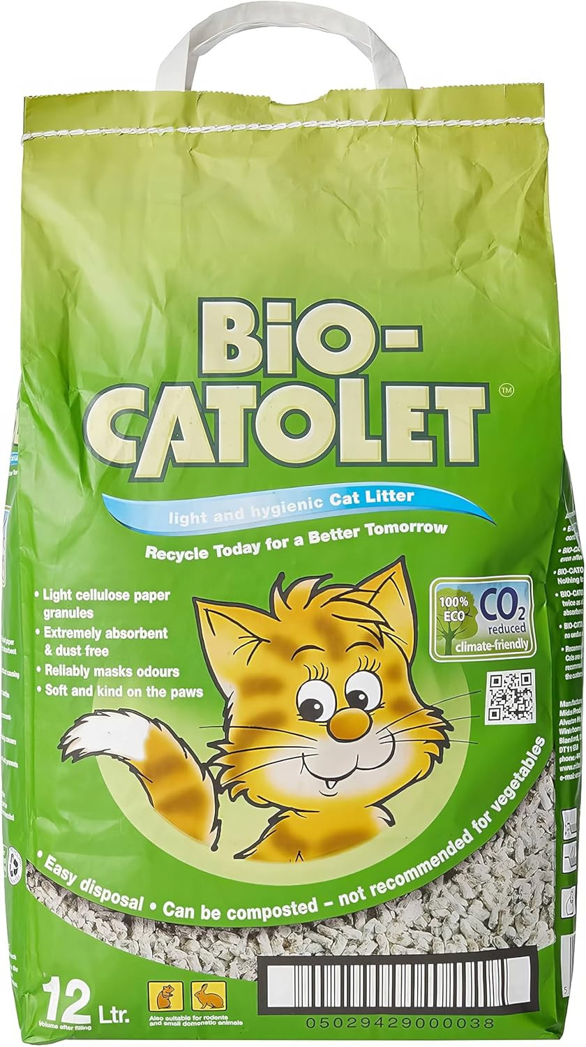 Bio-Catolet Light & Hygienic Recycled Paper Granules Cat Litter 12 Litre UK