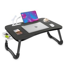 Laptop Lap Desk Foldable Laptop Table Tray with 4 USB Ports Storage Drawer an...