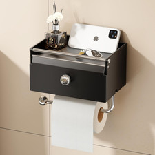 Toilet Paper Holder with Shelf, Flushable Wipes Dispenser for Bathroom, Adhesive