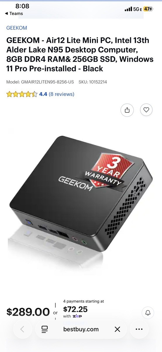 GEEKOM - Air12 Lite Mini PC, Intel 13th Alder Lake N95 Desktop