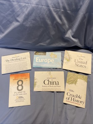 Lot Of 6 National Geographic Maps Europe, USA, China, Central America, E Med