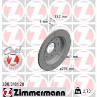 Zimmermann 2X Bremsscheibe Hinten Ø239 Mm Voll FüR Honda Jazz III GE 1.2 1.3I