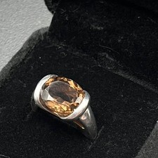 Smoky Quartz  Sterling Silver Thailand Ring   Size 6   HAN 925