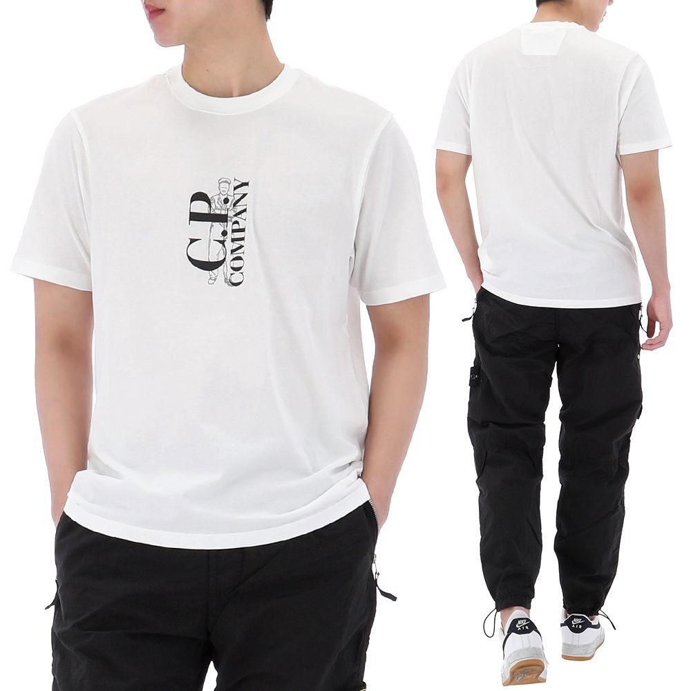 【関税・送料込み】C.P. Company Cotton T-shirt With LogoPrint CP Company Logo Print Short Sleeve T-Shirt 18CMTS138A 103