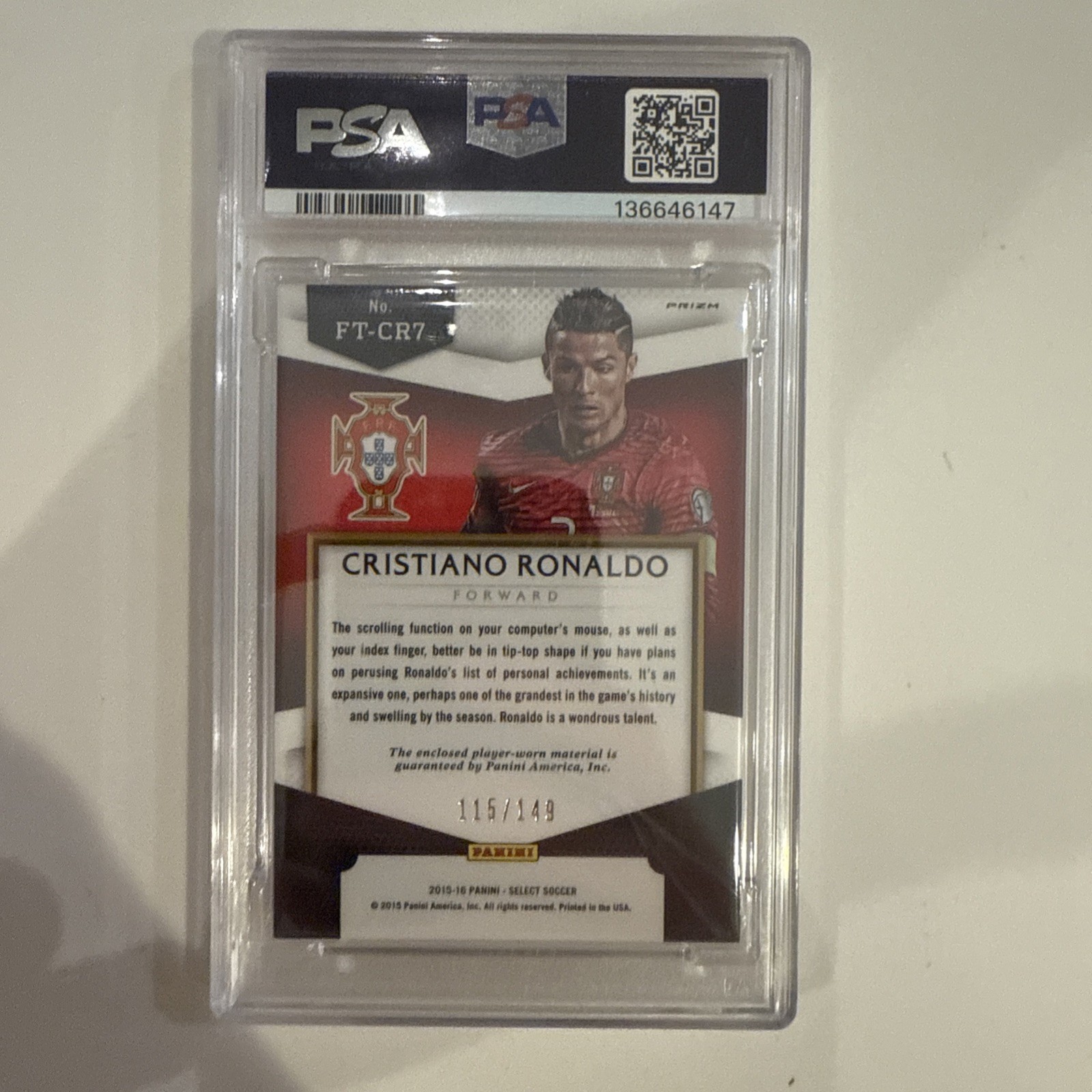 2015-16 Panini Select - First Team Swatches Cristiano Ronaldo Orange Prizm /149 view 2