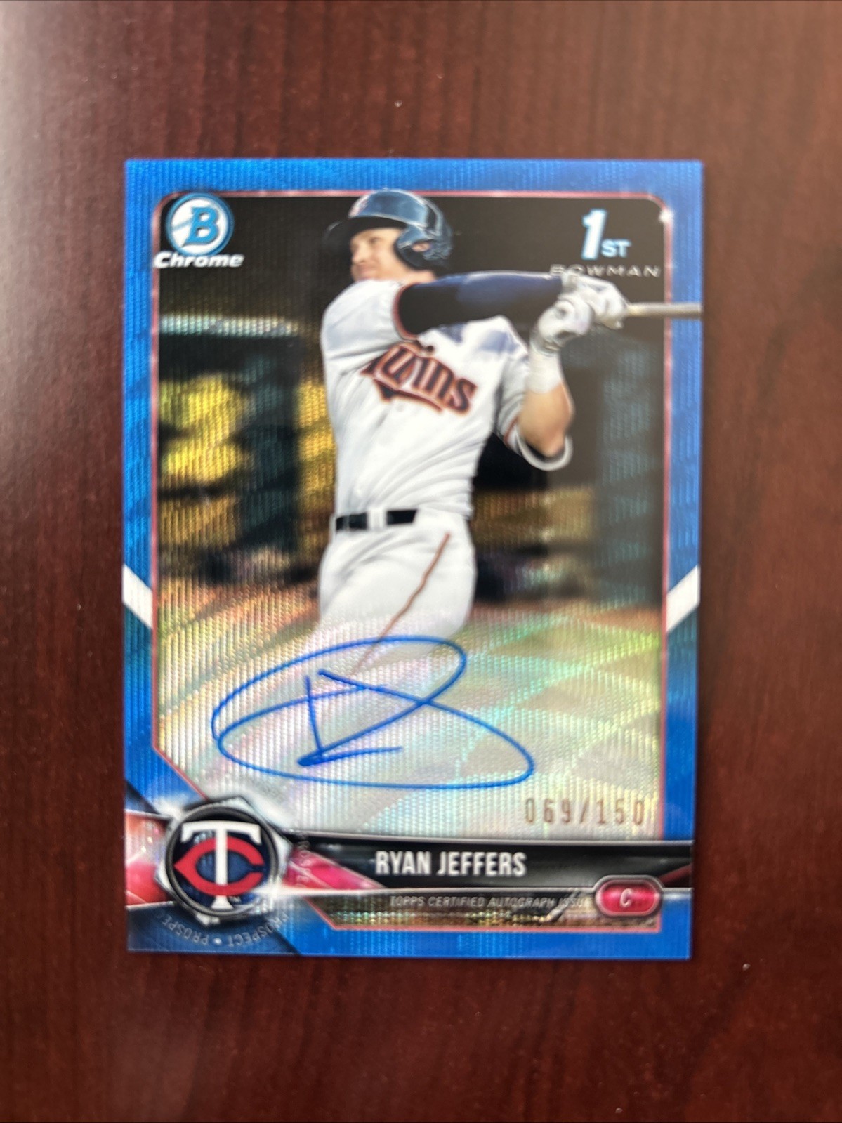 2018 1st Bowman Draft Chrome Blue Wave Refractor /150 Ryan Jeffers #CDA-RJ Auto