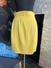Vintage Escada Yellow Pencil Straight Skirt Willy Lined Wool Size 38 Waist 