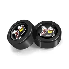 Dodge Scat-Pack in Black Dome Logo on Black License Plate Frame Screw Covers