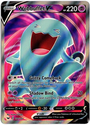Wobbuffet V 191/202 Full Art Sword & Shield Base Pokemon Card NM