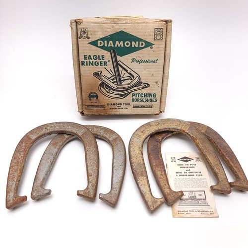 Vintage 1960s Diamond Professional Eagle Ringer Pitching Horseshoe Gold Silver
