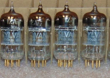 RARE *GOLD PIN NOS MATCHED QUAD 3 MICA ECC801S ECC81 12AT7WA TUBES 1960 SYLVANIA