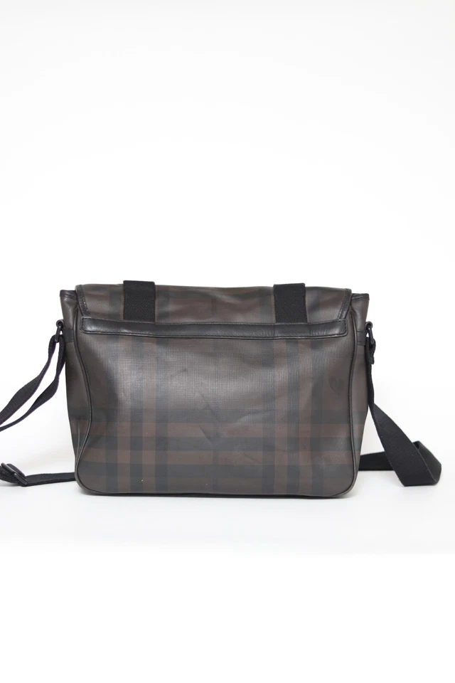Bolso Mensajero Burberry Grifford Cuadros Ahumados Lona Recubierta Foto 2 de 4