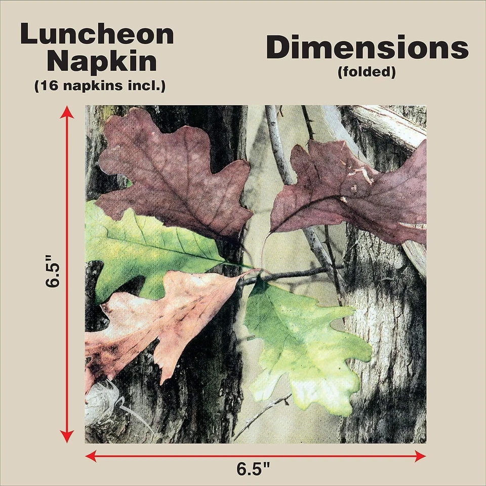 Охота камуфляж Buck Deluxe вечеринки упаковка для 16 гостей! Комплект имеет 16 ea. 9 дюймов квадратный... - Изображение 3 из 4