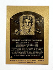 1982 STANLEY COVELESKI Metallic Hall Of Fame Plaque Card