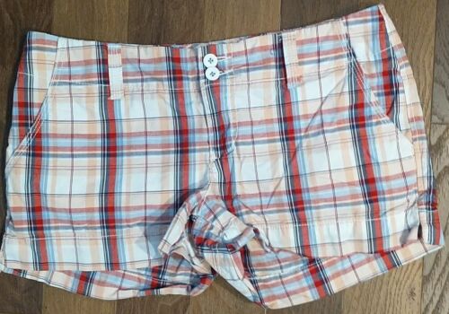 Vintage Y2K Cover Shorts Womens Size 7 Low Rise Madras Plaid Pink Red Blue