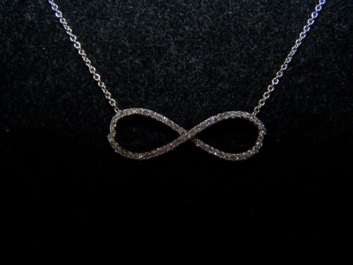 NEW KAY JEWELERS 58 DIAMOND STERLING SILVER INFINITY PENDANT AND CHAIN - Picture 1 of 10