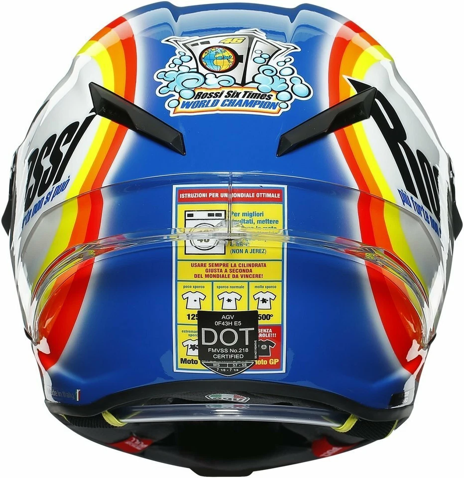 AGV PISTA GPRR ROSSI PRUEBA DE INVIERNO 2005 TABLERO LAVADO PERSIL CARRERA CHOQUE CASCO ACU Foto 3 de 4