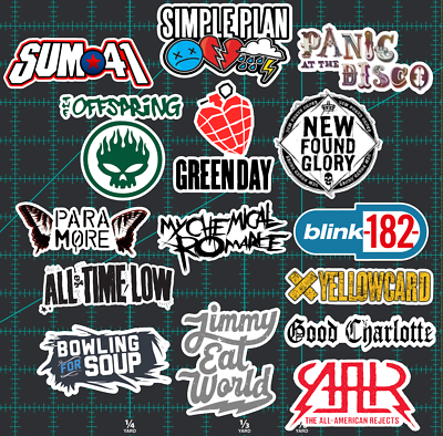 15 Pop Punk Band Logo Sticker Pack - Clear, Holographic, or White