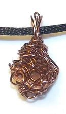UNIQUE HAND-CRAFTED ANTIQUE COPPER WIRE-WRAPPED COPPER PENDANT - ONE INCH