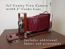 Conley antique 5x7 can also be a 4x5 view camera with lenses and accessories