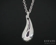 Sterling Silver Tiffany & Co. Elsa Peretti Teardrop Necklace 2.9g 16"L i19082