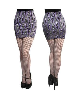 kreepsville 666 Vampira Black Purple Arghoul Mini Skirt (2XL)