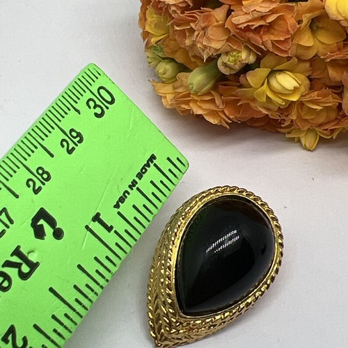 Schöner goldfarbener schwarzer Cabochon Ohrring 1,4 Zoll (7067) - Bild 5 von 7