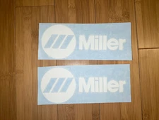 MILLER WELDER 8” WIDE  (set Of 2) Replacement DECAL STICKER WHITE VINYL USA