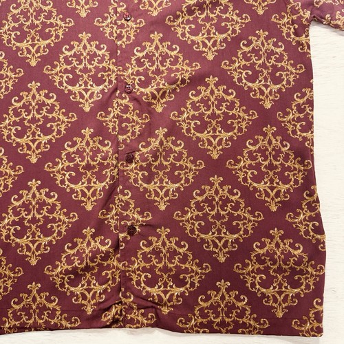 Level Ten Button Up Mens Size Medium Red And Gold Short Sleeve Rayon Shirt - Picture 6 of 17