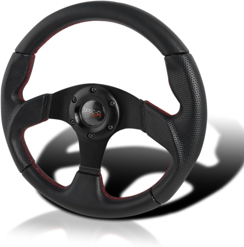 Universal 320Mm Racing Steering Wheel JDM Black Leather