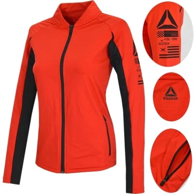 Reebok Damen Trainingsjacke Sportjacke Running Jacke Rot Schwarz DN9748 - Bild 1 von 4