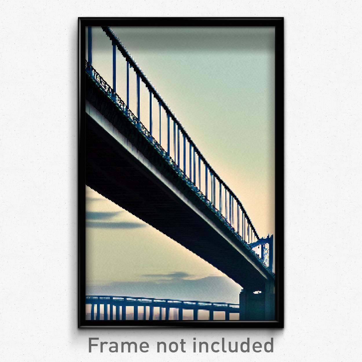 8-Bit Pixel Art Poster - Sharp Bridge Psychedelic Trippy Gamer Print