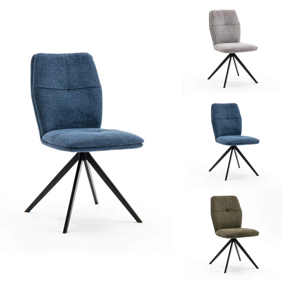 LUNA MODERN FABRIC DINING CHAIR PADDED SEAT METAL LEG KITCHEN OFFICE SET OF 2