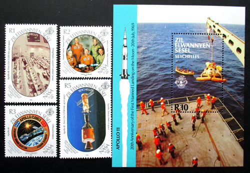Zil Elwannyen Sesel 1989 20th Anniv of 1st Manned Moon Landing Set & Minisheet