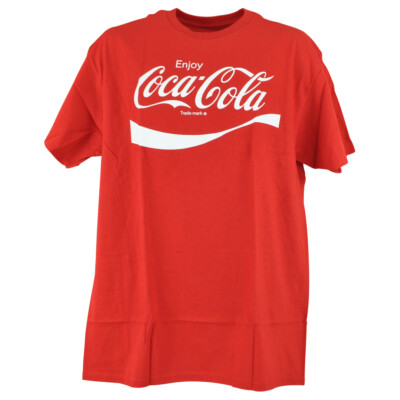 Coca Cola Enjoy Coke Red Drink Soda Men Crew Neck Adults Logo Tshirt Tee