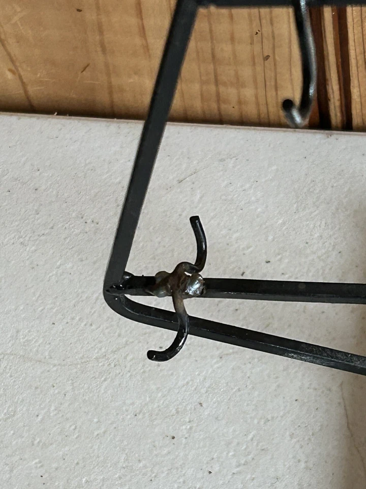 Vintage Iron Jewelry Stand display Handmade Double Sided hooks 19" tall - Image 4 of 4