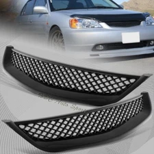 For 2001-2003 Honda Civic JDM Type R Black Mesh ABS Front Hood Grille Grill