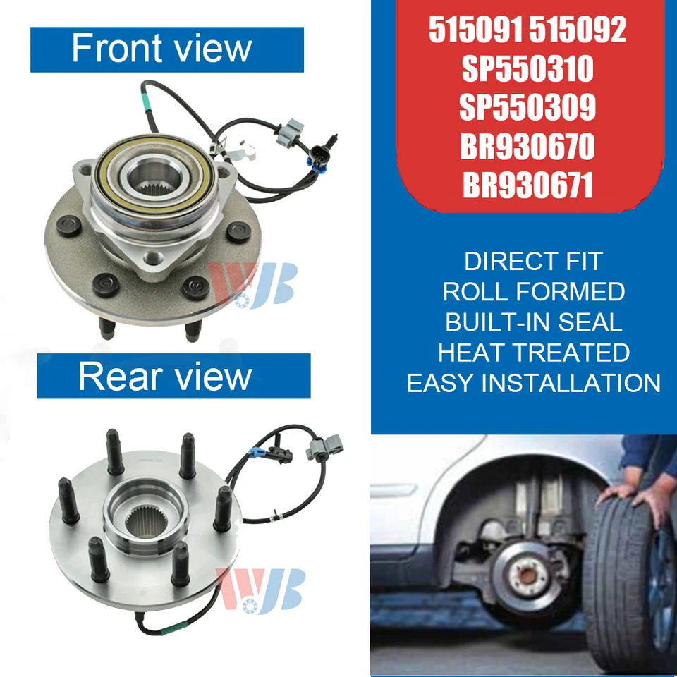 2PCS Front Wheel Hub Bearing Kit Left Right Fit for Chevrolet Astro/GMC Safari Foto 2 de 4