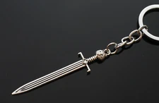 Tiger Head Sword Cat Knight Warrior Excalibur Key Chain Silver Pendant Keychain
